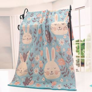 Bath Towel Gauze Cotton Household Men's and Women's Adult Bath Towel Soft Absorbent Beach Towel Lint-Free Large Wrap Towel
