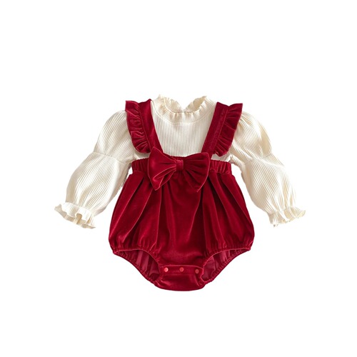 Baby Bodysuit Spring and Autumn Season for Girls, Newborn Suit with Pajama Top, 100th Day and Full Moon Princess Diaper Suit