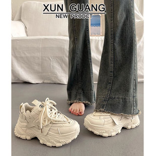 Genuine Leather Torre Shoes Women's 2025 Spring New All-match White Shoes Thick-soled Casual Shoes sneaker Heightening Shoes