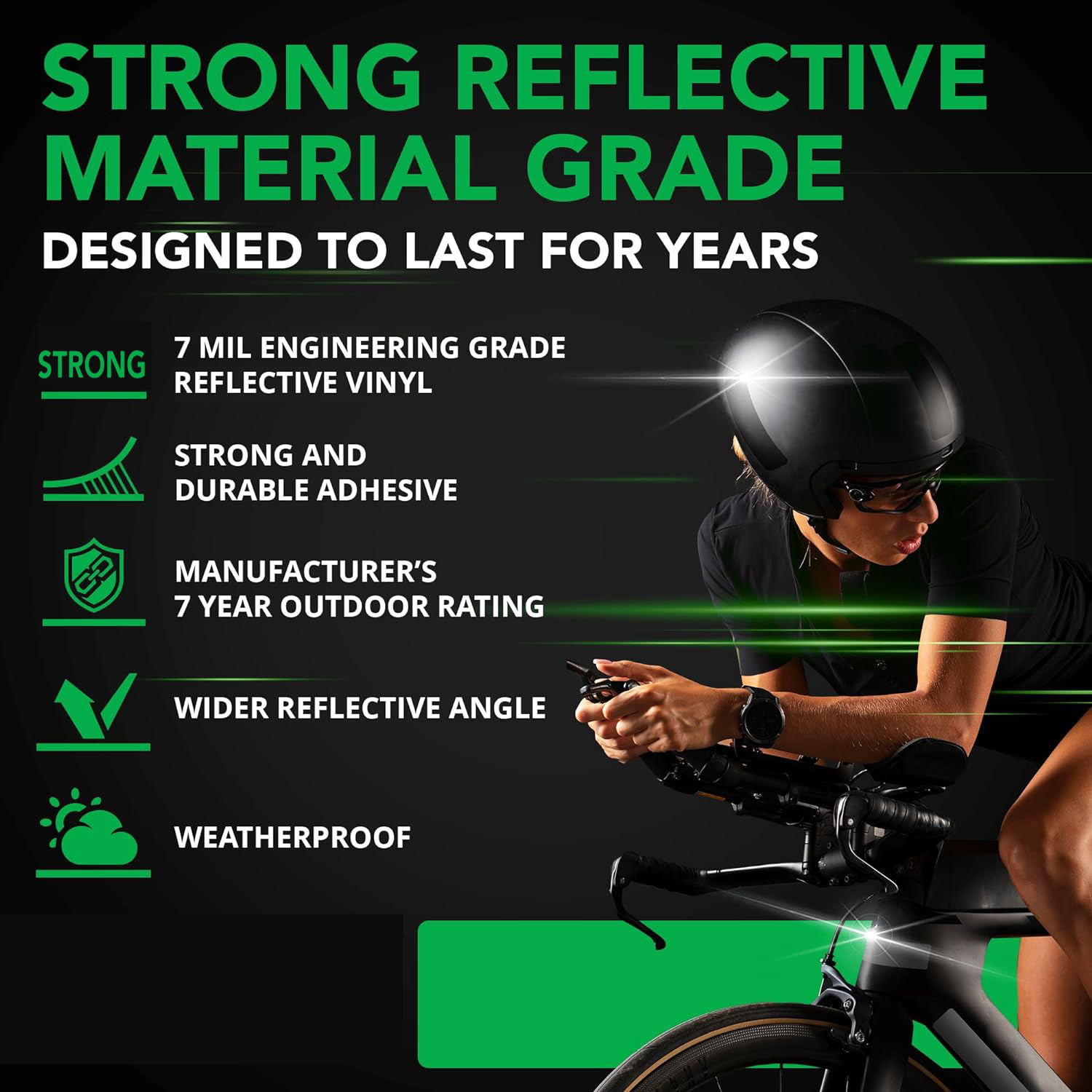 Amazon reflector vinilo de motocicleta casco de advertencia de seguridad pegatina negro reflector impermeable decalco coche