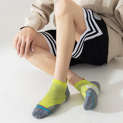 春夏專業跑步襪子混提耳短襪毛巾底減震吸汗透氣運動襪男女士短筒