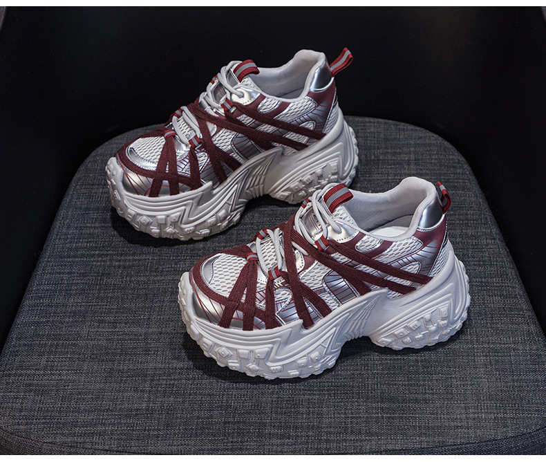 Paris Vintage Dad Sneakers For Women 2026 Spring/Autumn New Thick-Soled Tire-Style Distressed Sports Casual Trendy_vogvips.com