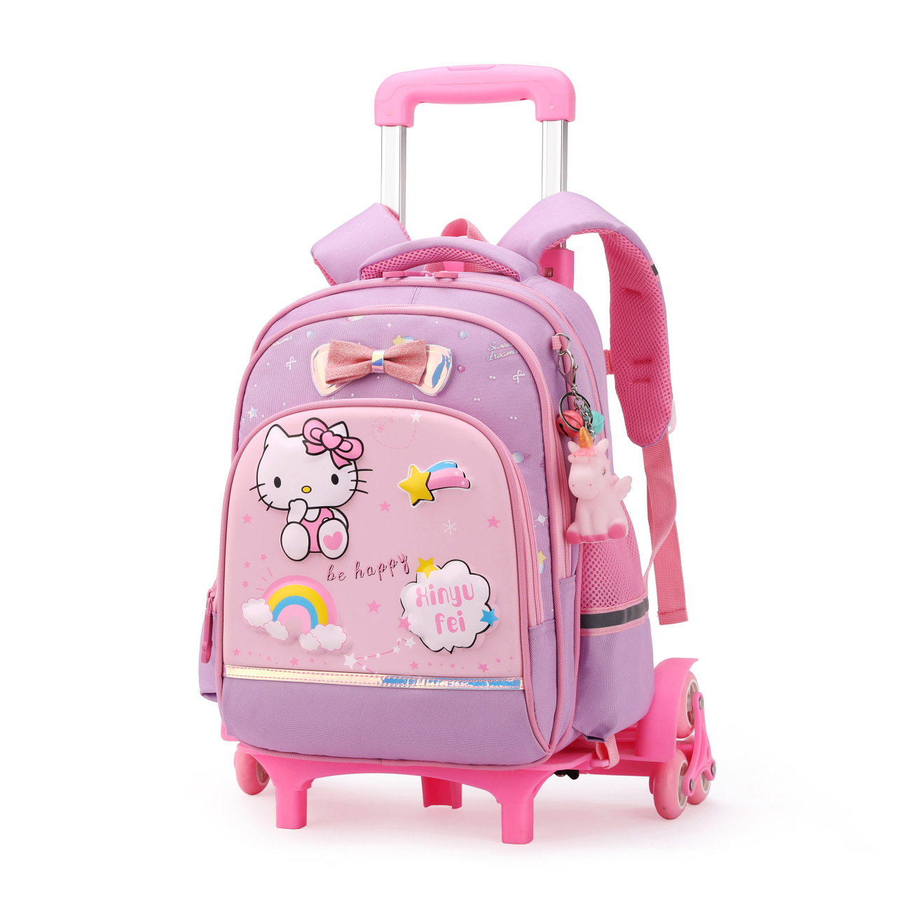 Mochila escolar con ruedas para niños de primaria con seis ruedas que pueden subir escaleras, mochila impermeable de gran capacidad y que reduce la carga para niñas de 1.º a 3.er grado