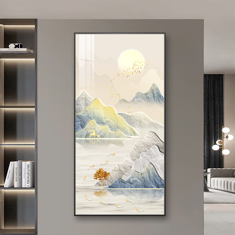 Jiuyu Jucai / 30*70cm hợp kim nhôm tinh thể sơn khung vàng
