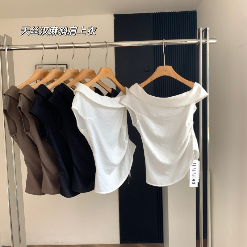 シドニーホリデー超快適なオフショルダースリムウエストトップTシャツ|undefined