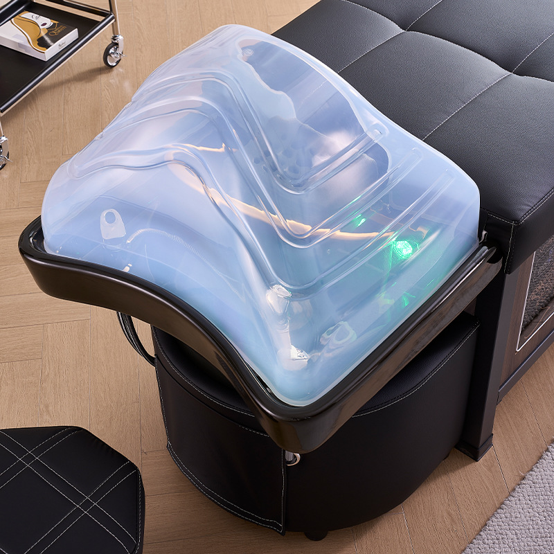 Cerámica de alta gama lavabo de cabeza terapia cama de lavado de cabello barbería especial lavabo de cabello masaje belleza todo en uno con circulación de agua fumigación