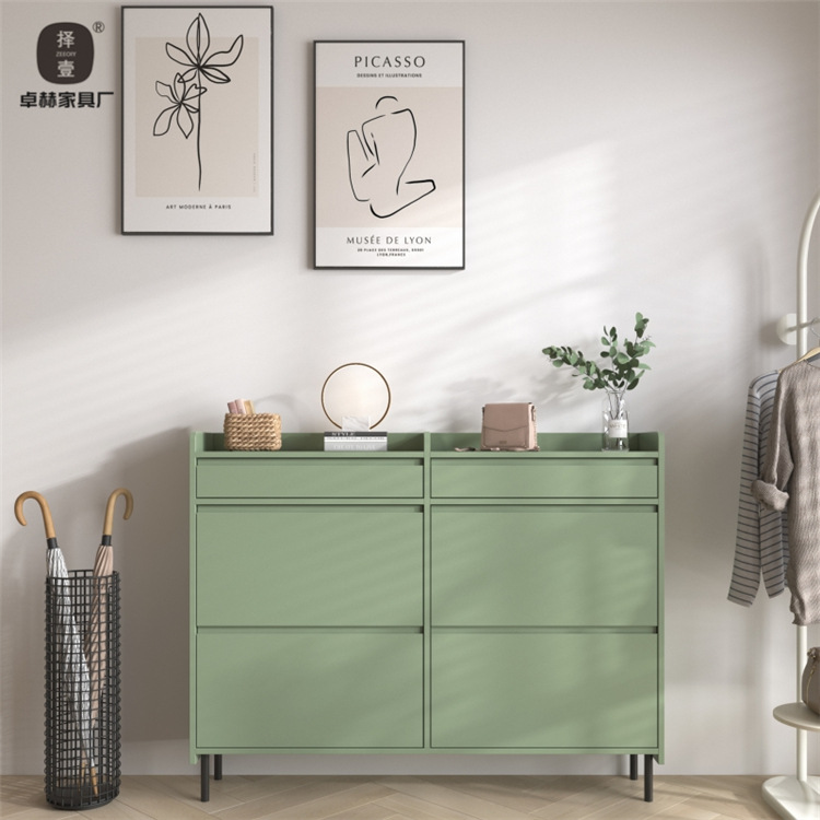 모란 그린 신발장 120 길이, 너비 28, 높이 110cm