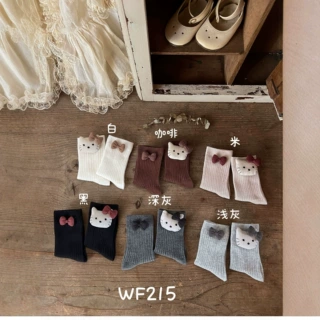 ⼚家直供秋季WF215猫咪领结精梳棉儿童短袜韩系无骨复古儿童袜子