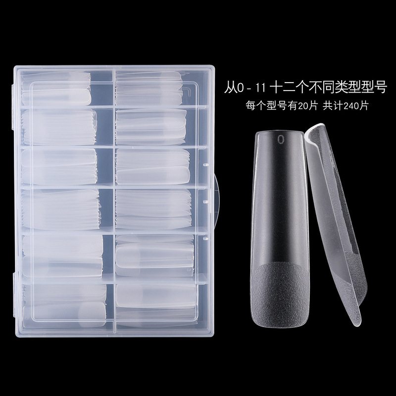 Nail art wholesale Europe and the United States hot XXL square nail piece semi frosted fold seamless fake nail patch 240 pieces boxed