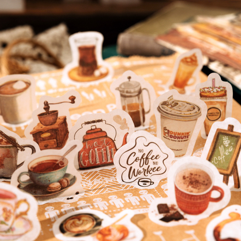 Momo material bolsa de espacio-tiempo caligrafía Serie Artística estilo retro diario DIY decorativo Collage base papel 4 modelos