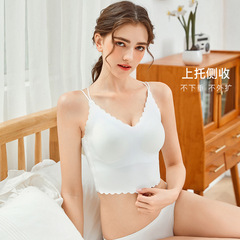 Summer new size-free cross-strap beauty-back short vest without wearing bra as a base for soft and traceless underwear
