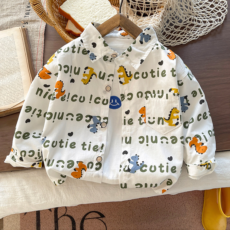 Camisas para niños 2025 nuevos niños de manga larga camisa de otoño con collar de letras camisa para niños bebé delgado