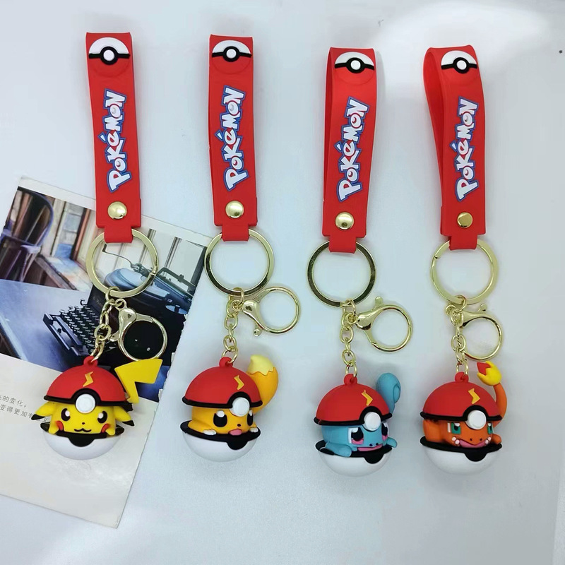 New cross-border creative cartoon Pikachu elf ball keychain pendant bag car key chain accessories gift New cross-border creative cartoon Pikachu elf ball keychain pendant bag car key chain accessories gift