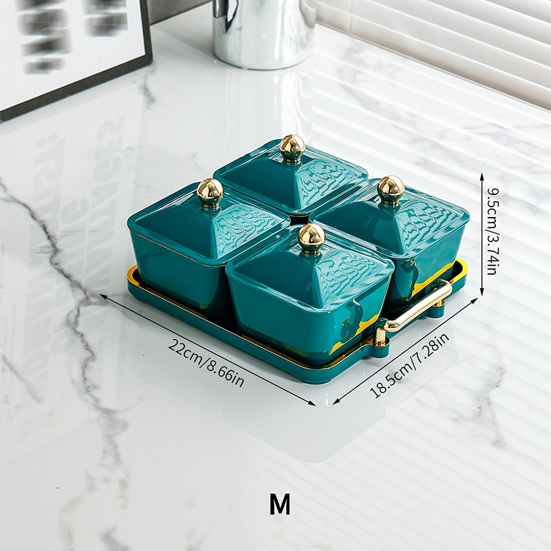 Plato de fruta sala de estar hogar mesa de té merienda fruta seca caramelo tuerca merienda plato merienda caja de almacenamiento de luz de lujo