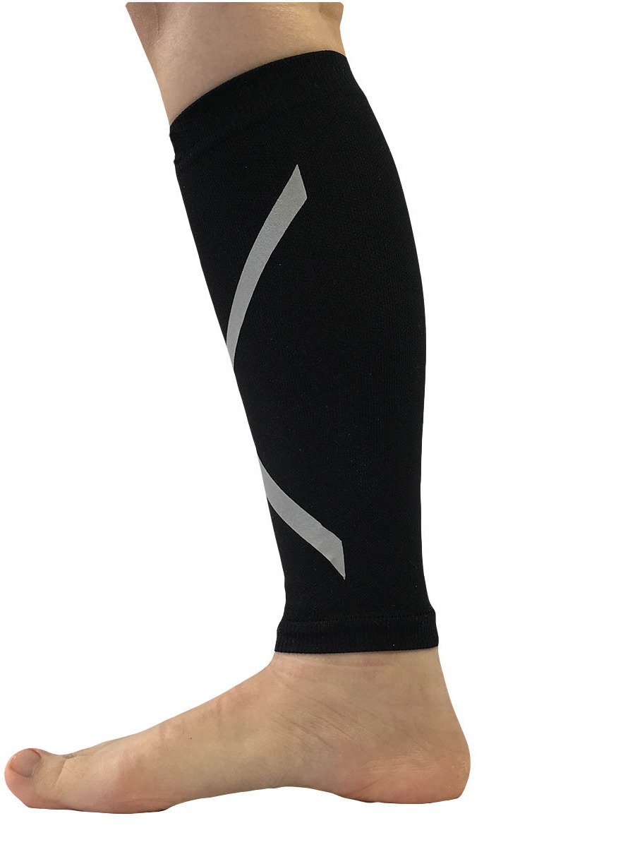 Protectores de Piernas Reflectantes para Correr de Noche, Compresión Protectora, Mangas Deportivas Negras para Ciclismo, Baloncesto, Fútbol, Venta al por Mayor, Personalizadas