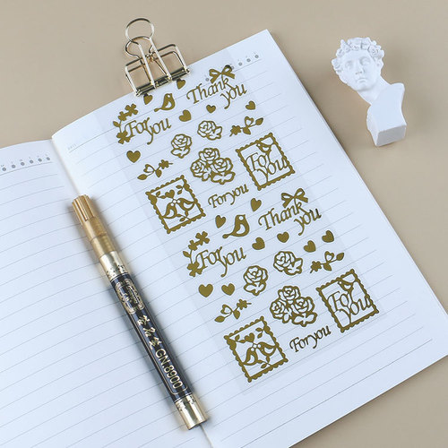 Retro Gold Foil Sticker Christmas Decoration Gold Foil Sticker Handbag PVC Cat Paradise English Letters Garden 4 Styles to Choose