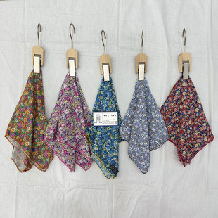 Korean Style Cotton and Linen Digital Printing Small Square Scarf New Style Headscarf Hair Belt Artistic Lace Decorative Scarf