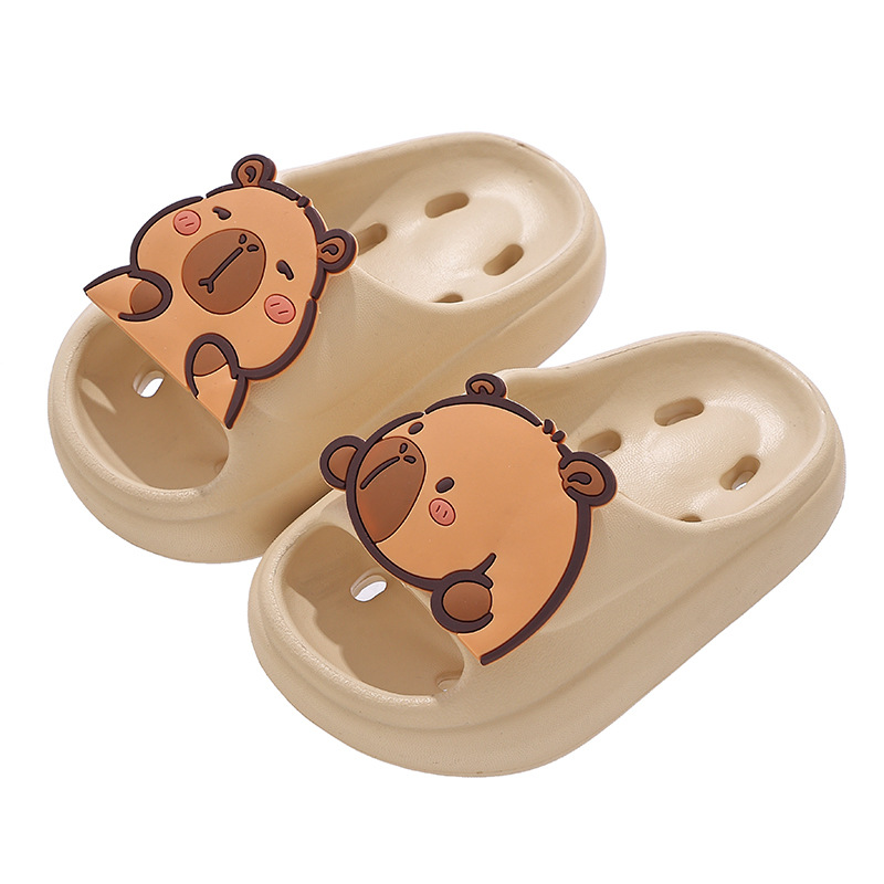 Capibara zapatillas para niños con fugas de agua de verano, zapatillas para niños y niñas con sensación de pisar excrementos para bañarse y respirar, zapatillas para padres y niños antideslizantes