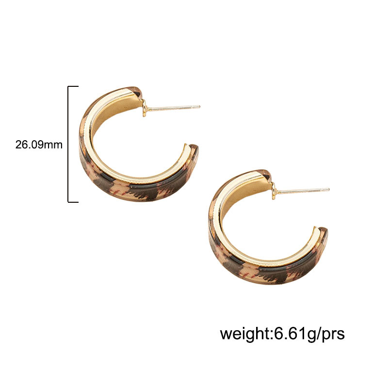 new simple retro geometric Cshaped leopard print earringspicture1