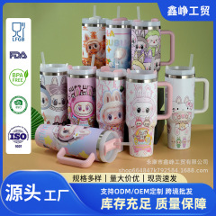 クロスボーダー Amazon Labubu 40oz 第二世代ステンレス鋼断熱カップ漫画ハンドルストローカーカップ