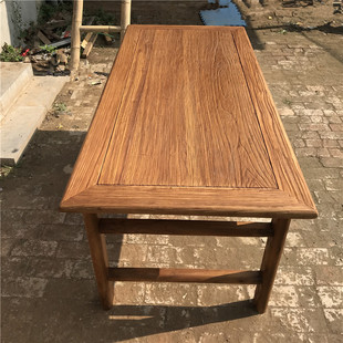 Old Elm Tea Table Solid Wood Chinese Retro Dining Table and Chairs Weathered Door Panel Zen Kung Fu Tea Table Home Bench