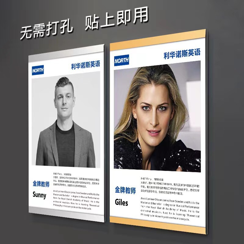 Teacher's brief introduction poster frame A4 certificate acrylic photo frame wall magnetic display card image wall coach punch-free Teacher's brief introduction poster frame A4 certificate acrylic photo frame wall magnetic display card image wall coach punch-free