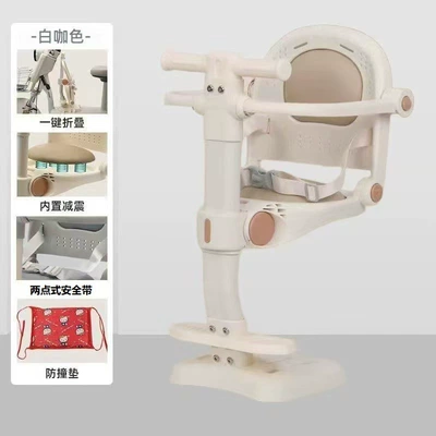 Electric car child seat Seat with Front-Mounted Pedal - a-6m-white-two-point-security-belt-seat-cushion
