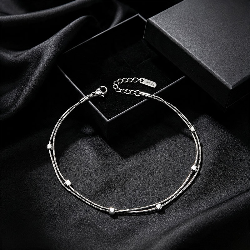 Pulsera de Cadena de Serpiente de Doble Capa de Acero Inoxidable 304 para Mujer image 8
