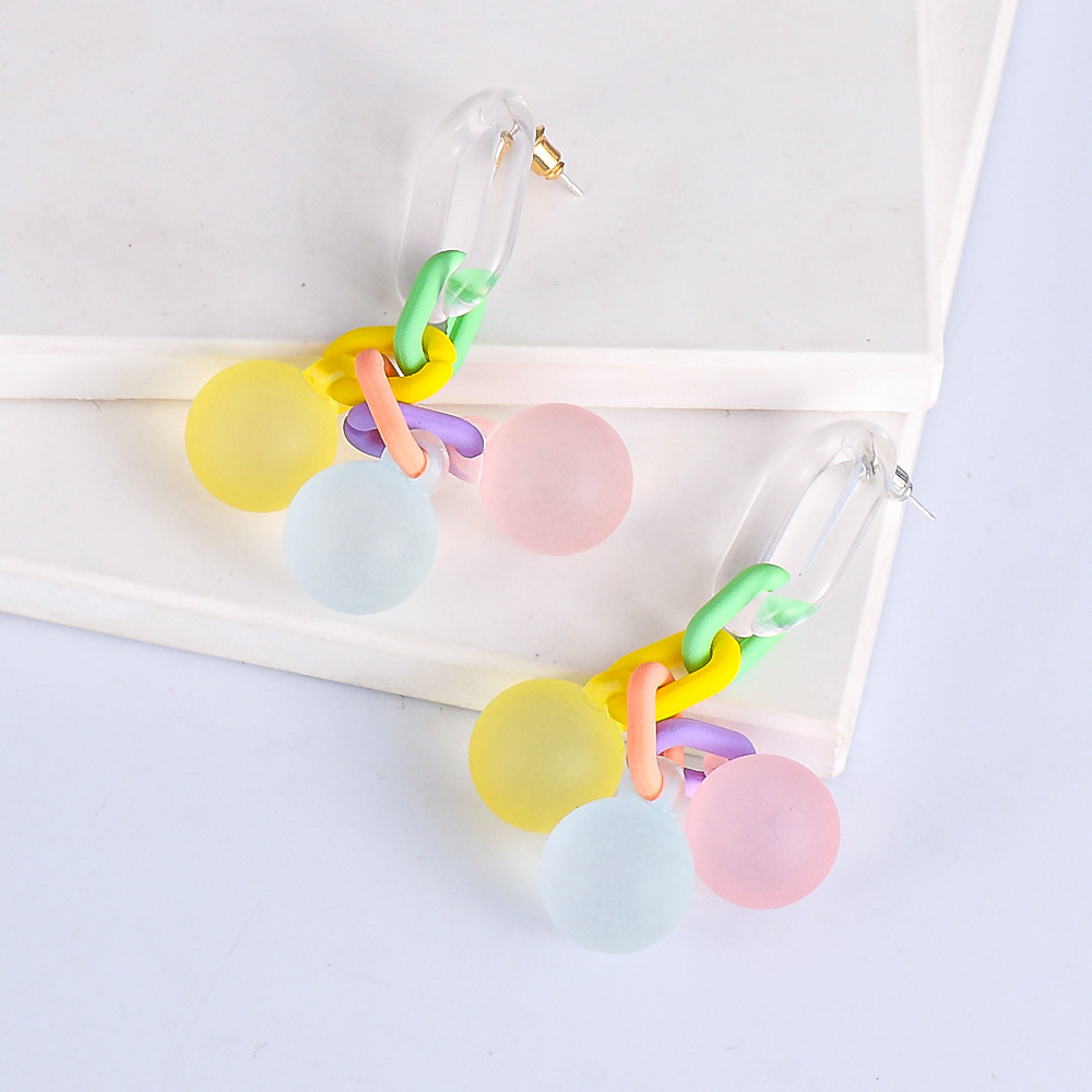 Nihaojewelry Colorful Bubble Long Round Ball Earrings Wholesale Jewelry display picture 6