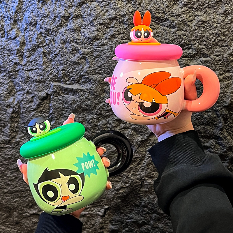 Taza de cerámica para niñas y niños con tapa, pajita, lindo regalo de cumpleaños, taza de agua para parejas en casa