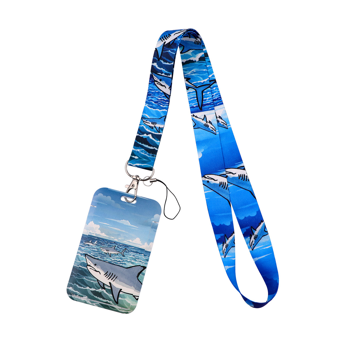 Tiburón ballena delfín teléfono móvil cordón titular de la tarjeta de doble cara tarjeta de autobús tarjeta de estudiante Certificado de exposición anti-perdido titular de la tarjeta de estuche rígido