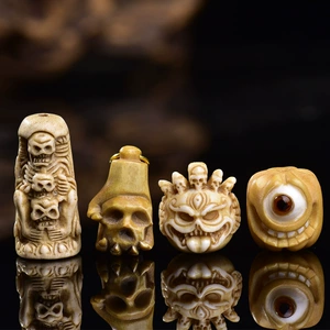 Xizang-Style Carved One-Eyed Monster Pendant Spacer Bead DIY Semi-Finished Buddhist Bead Bracelet Accessory