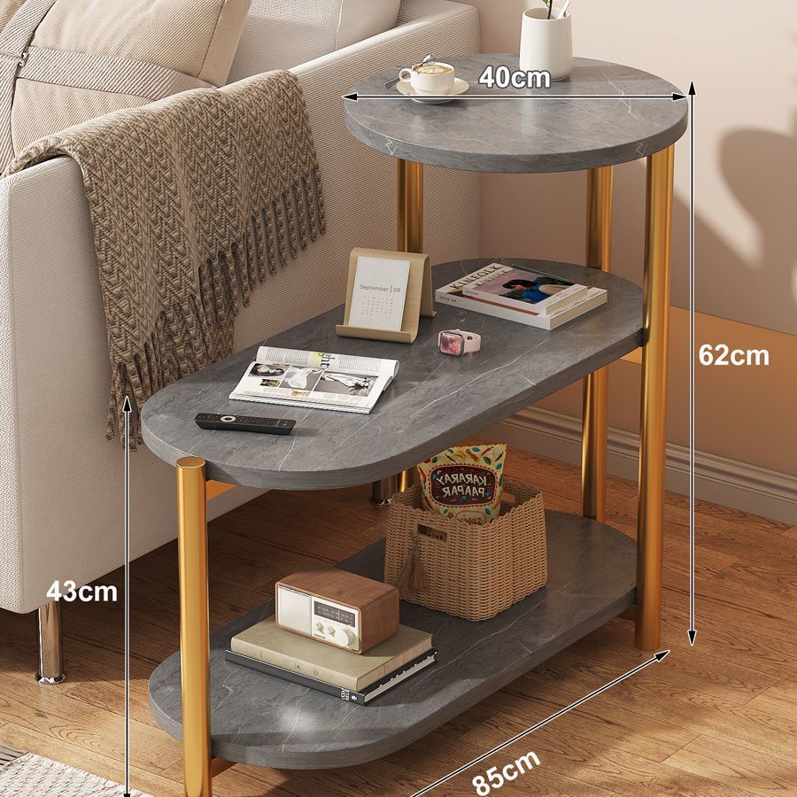 [골드 프레임 큰] 회색 돌 패턴