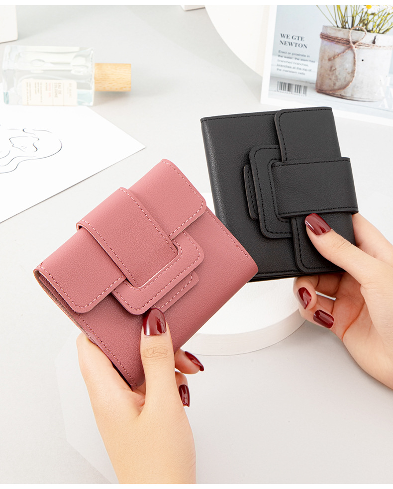 Fashion Solid Color Square Buckle Small Wallet display picture 1