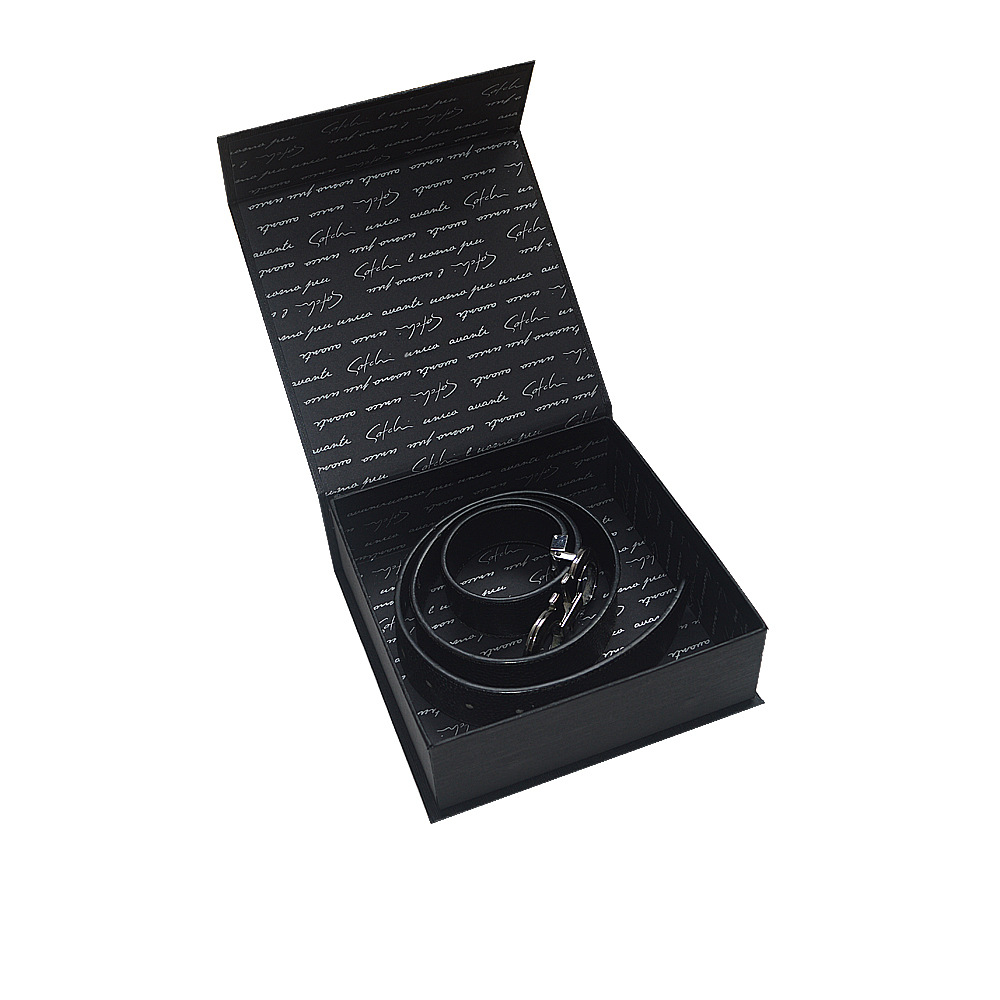 工厂UV印刷书型盒翻盖腰带礼盒 硬纸板磁吸礼品皮带盒子现货