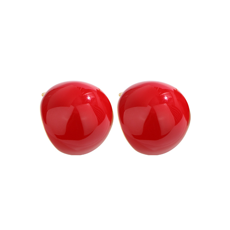 Pendientes retro franceses diseño de nicho femenino rojo goteo pendientes de frijol 925 pendientes de plata esterlina de alto grado transfronterizo