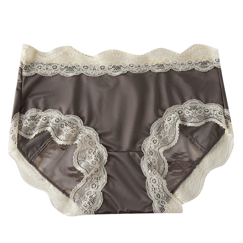 Dulce ropa interior de satén de encaje francés mujer arco hueco 7A entrepierna de algodón antibacteriano sexy ropa interior de mujer pura