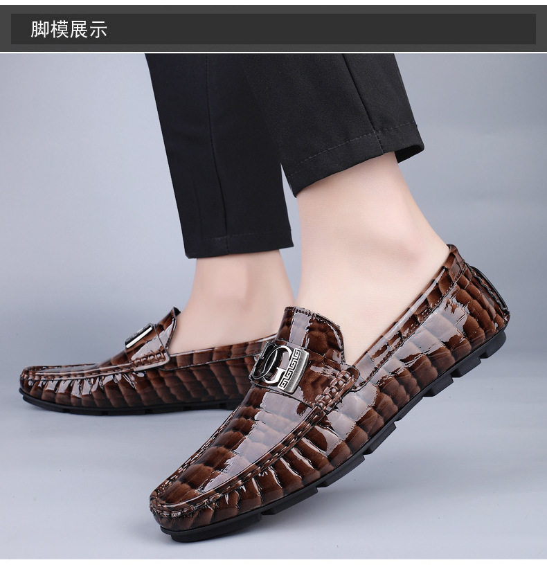 Giày lười nam da bò xỏ chân kiểu Anh, mũi tròn, đế bằng, cỡ lớn — 24708 Màu nâu, 24708 Màu xanh lá cây, 24708 Màu đen chi tiết 19