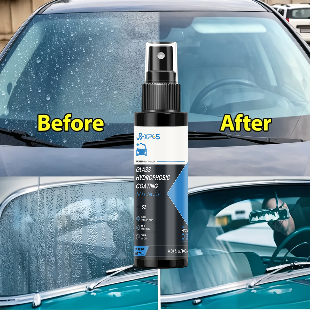 YT103 Car Glass Anti-Fog Agent is exclusively for cross-border supply, designed for rearview mirrors and car windows to prevent fogging and rain, and features a hydrophobic coating