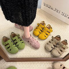 2025新型夏サンダル洞靴平底博ケン靴女性はカジュアルで怠け者の足で透かし彫りをしている