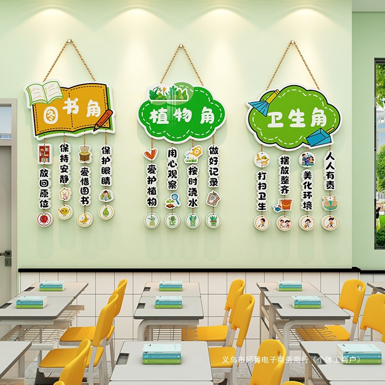 植物角文化墙图书角布置装饰标识牌卫生角小学班级教室区域角挂牌