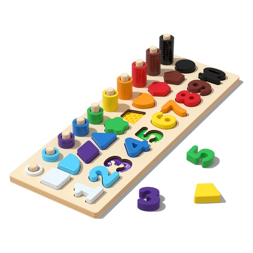 Juguetes educativos para niños tres en uno logarítmica Junta digital forma Juego rompecabezas enseñanza ayudas bloques de construcción de Madera Juguetes Educativos