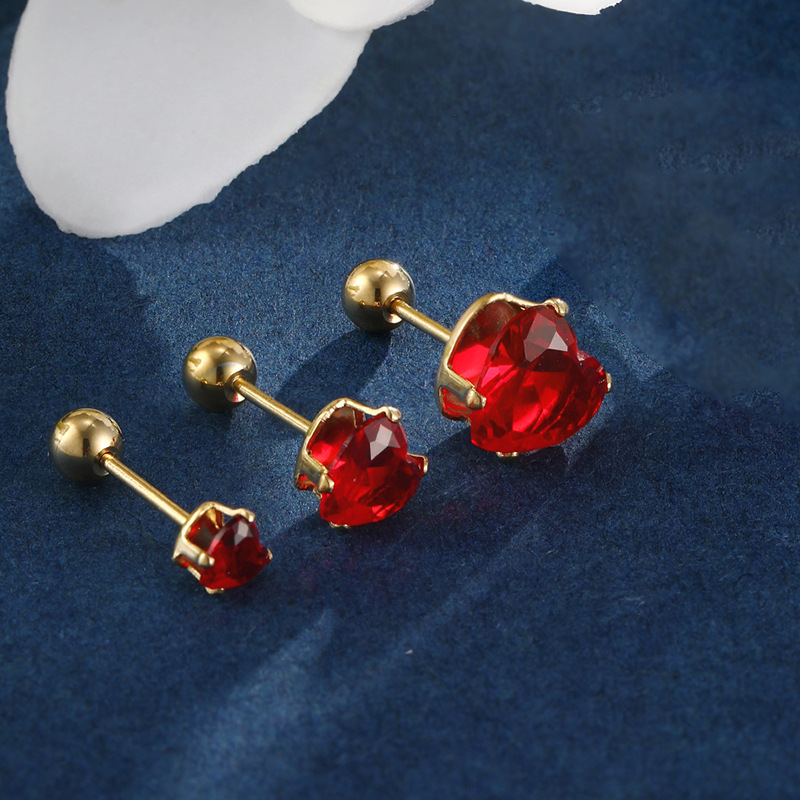 Pendientes de Gema artificial azul japonés y coreano personalidad de la moda pendientes de la gema de la hebilla del giro del tornillo del acero inoxidable de la joyería de Xupin