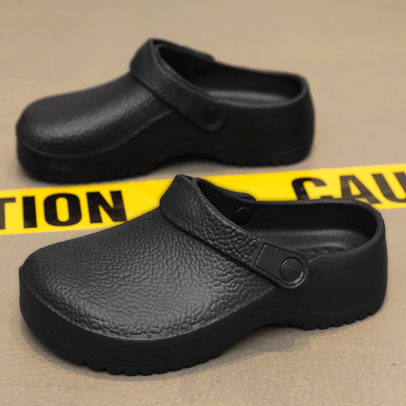 2025 nuevos zapatos de cocinero transfronterizos para hombres verano grande negro cocina zapatos de trabajo antideslizantes sin tacones zapatos de hombre lotes image 1