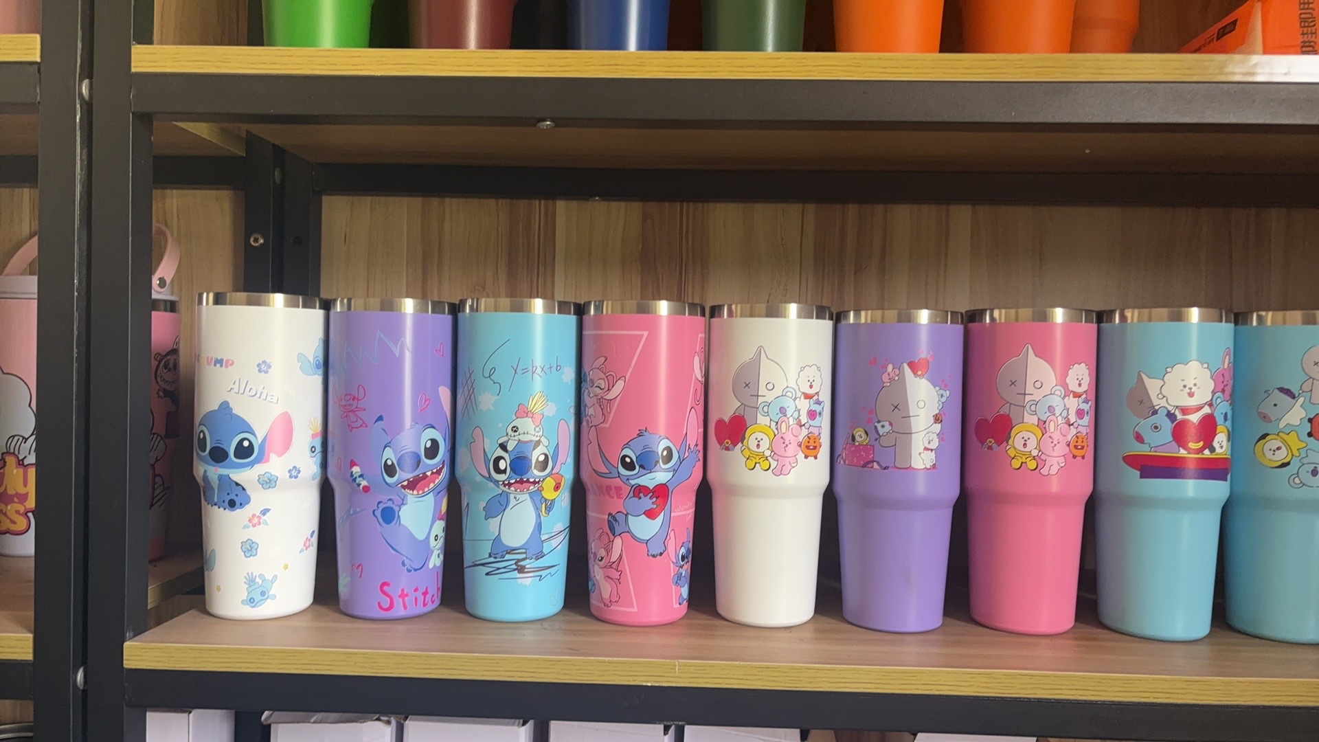 Nuevo patrón de dibujos animados taza de helado 30oz taza de coche taza de café con aislamiento al vacío de acero inoxidable 304