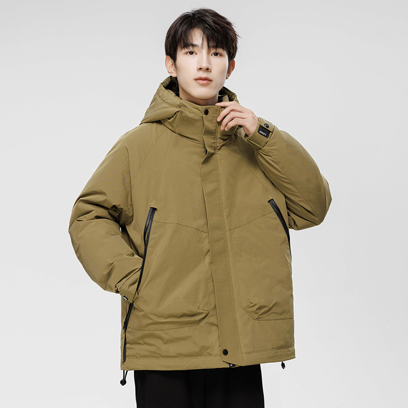 Chaqueta de plumón hombre suelta y gruesa 2024 invierno nuevo frío corto chaqueta de hombre encapuchado adolescente