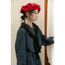 实拍 秋冬日系文艺复古学院风娃娃领牛仔衬衫女+中长半身裙伞裙女