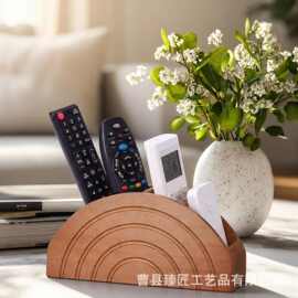 跨境木制桌面遥控器收纳盒梳妆台化妆刷置物盒学习桌学习用品笔盒