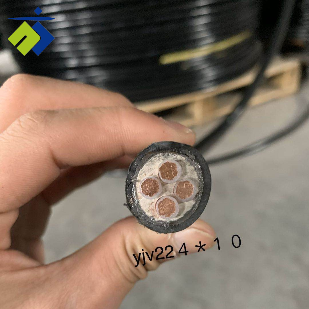 铜电力电缆4*10+1*6YJV硬线10平方四等芯4+1铜芯阻燃铠装四相五线