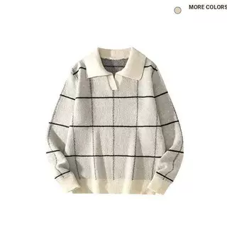 X 58774 Men's Plaid Knit Sweater 格子毛衣